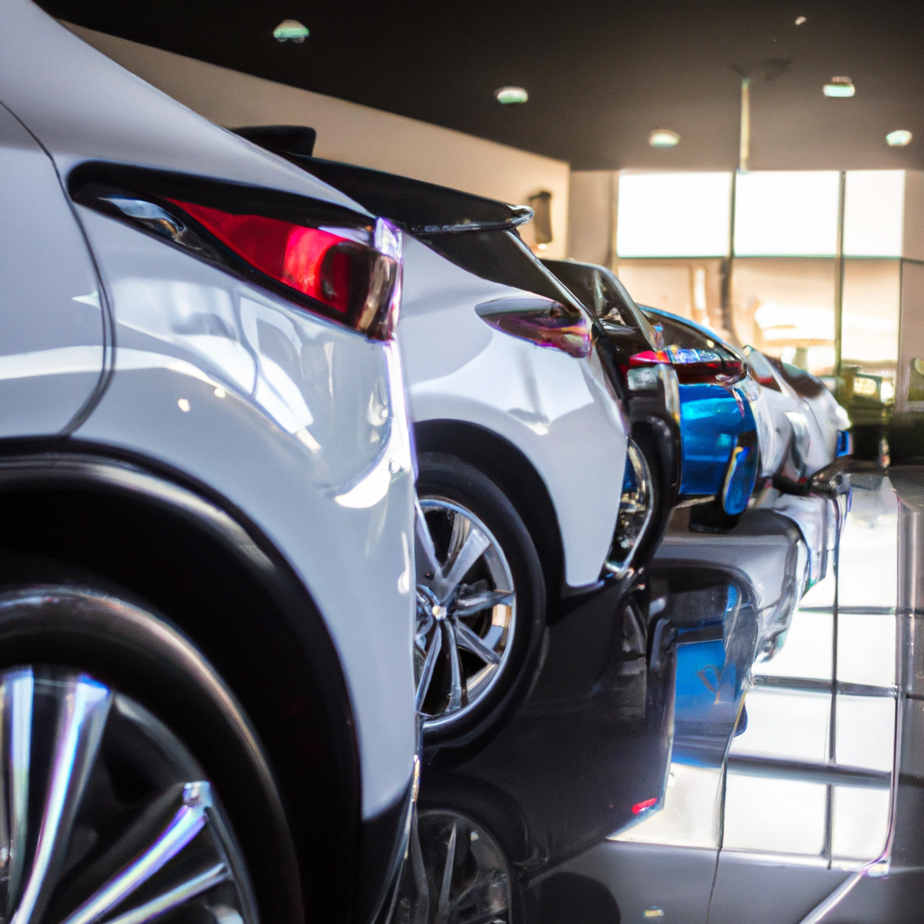 Showroom de carros de luxo com iluminação profissional